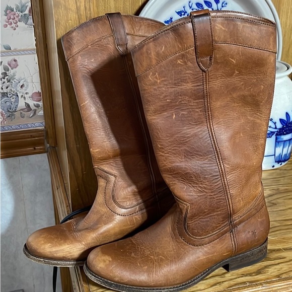 Frye Melissa Cognac Brown Pull on Women’s Leather Boots Size 7.5 - Picture 2 of 2